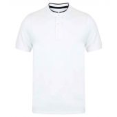 Front Row Stand Collar Stretch Polo Shirt - White/Bright Navy Size XXL