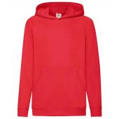 Fruit of the Loom Kids Lightweight Hooded Sweatshirt - Red Size 14-15