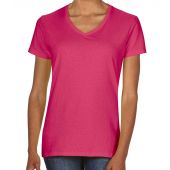Gildan Ladies Premium Cotton® V Neck T-Shirt - Heliconia Size S