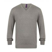 Henbury Lightweight Cotton Acrylic V Neck Sweater - Slate Grey Marl Size XXS