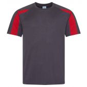 AWDis Cool Contrast Wicking T-Shirt - Charcoal/Fire Red Size S