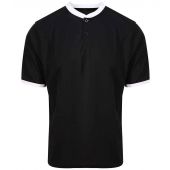 AWDis Cool Stand Collar Sports Polo Shirt - Jet Black/Arctic White Size XL