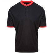 AWDis Cool Stand Collar Sports Polo Shirt - Jet Black/Fire Red Size XL