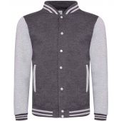 AWDis Varsity Jacket - Charcoal/Heather Grey Size XS