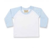Larkwood Baby/Toddler Long Sleeve Baseball T-Shirt - White/Pale Blue Size 0-6