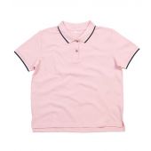 Mantis Ladies The Tipped Polo Shirt - Soft Pink/Navy Size S
