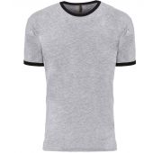 Next Level Apparel Unisex Cotton Ringer T-Shirt - Heather Grey/Black Size XL