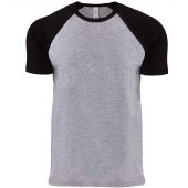 Next Level Apparel Unisex Contrast Cotton Raglan T-Shirt - Black/Heather Grey Size M