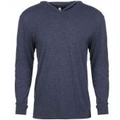 Next Level Apparel Unisex Tri-Blend Long Sleeve T-Shirt Hoodie - Vintage Navy Size M