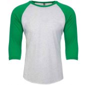 Next Level Apparel Unisex Tri-Blend 3/4 Sleeve Raglan T-Shirt - Envy/Heather White Size XS