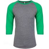 Next Level Apparel Unisex Tri-Blend 3/4 Sleeve Raglan T-Shirt - Envy/Premium Heather Size XS