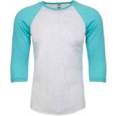 Next Level Apparel Unisex Tri-Blend 3/4 Sleeve Raglan T-Shirt - Tahiti Blue/Heather White Size XS