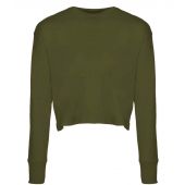 Next Level Apparel Ladies Long Sleeve Cropped T-Shirt - Military Green Size S