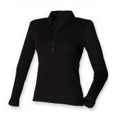 SF Ladies Long Sleeve Stretch Polo Shirt - Black Size XL