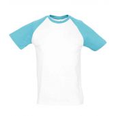 SOL'S Funky Contrast Baseball T-Shirt - White/Atoll Blue Size S