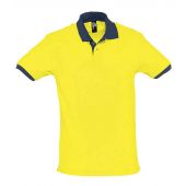 SOL'S Prince Contrast Cotton Piqué Polo Shirt - Lemon/French Navy Size XS