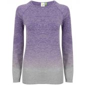 Tombo Ladies Seamless Fade Out Long Sleeve Top - Purple/Light Grey Marl Size S/M