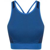 Tombo Ladies Seamless Panelled Crop Top - Bright Blue/Navy Size XXL/3XL