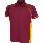 Finden and Hales Performance Piped Polo Shirt - Maroon/Amber/Amber Size S