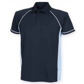 Finden and Hales Performance Piped Polo Shirt - Navy/Sky Blue/White Size S