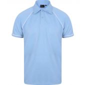 Finden and Hales Performance Piped Polo Shirt - Sky Blue/Navy/White Size S