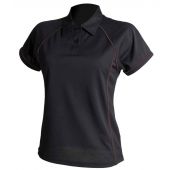 Finden and Hales Ladies Performance Piped Polo Shirt - Black/Black Size XXL
