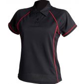 Finden and Hales Ladies Performance Piped Polo Shirt - Black/Red Size XXL