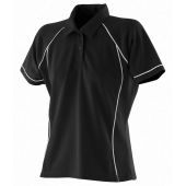 Finden and Hales Ladies Performance Piped Polo Shirt - Black/White Size XXL