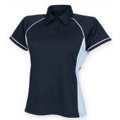 Finden and Hales Ladies Performance Piped Polo Shirt - Navy/Sky Blue/White Size S