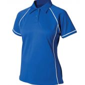 Finden and Hales Ladies Performance Piped Polo Shirt - Royal Blue/White Size XXL