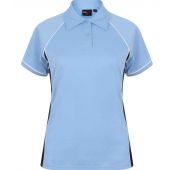 Finden and Hales Ladies Performance Piped Polo Shirt - Sky Blue/Navy/White Size S