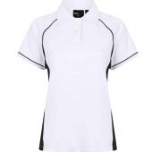 Finden and Hales Ladies Performance Piped Polo Shirt - White/Black/Black Size S