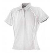 Finden and Hales Ladies Performance Piped Polo Shirt - White/White Size XXL