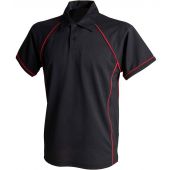Finden and Hales Kids Performance Piped Polo Shirt - Black/Red Size 13-14