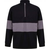 Front Row Panelled 1/4 Zip Neck Top - Black/Charcoal Size XXL