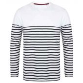 Front Row Unisex Long Sleeve Breton Striped T-Shirt - White/Navy Size XXL