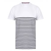 Front Row Unisex Breton Striped T-Shirt - White/Navy Size XXL