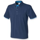 Front Row Contrast Cotton Piqué Polo Shirt - Navy/Marine Blue Size XXL