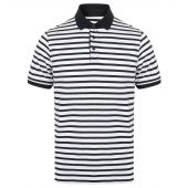 Front Row Striped Jersey Polo Shirt - White/Navy Size XXL