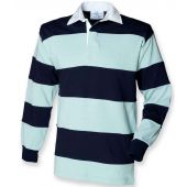 Front Row Sewn Stripe Rugby Shirt - Duck Egg/Navy Size S