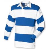 Front Row Sewn Stripe Rugby Shirt - White/Royal Blue Size XXL