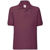 Fruit of the Loom Kids Poly/Cotton Piqué Polo Shirt - Burgundy Size 14-15