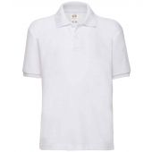 Fruit of the Loom Kids Poly/Cotton Piqué Polo Shirt - White Size 14-15