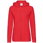 Fruit of the Loom Lady Fit Lightweight Zip Hooded Sweatshirt - Red Size XXL