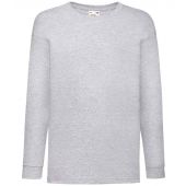 Fruit of the Loom Kids Long Sleeve Value T-Shirt - Heather Grey Size 14-15