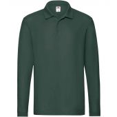 Fruit of the Loom Premium Long Sleeve Cotton Piqué Polo Shirt - Forest Green Size 3XL