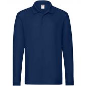 Fruit of the Loom Premium Long Sleeve Cotton Piqué Polo Shirt - Navy Size 3XL