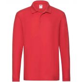 Fruit of the Loom Premium Long Sleeve Cotton Piqué Polo Shirt - Red Size 3XL