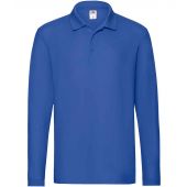 Fruit of the Loom Premium Long Sleeve Cotton Piqué Polo Shirt - Royal Blue Size 3XL
