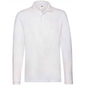 Fruit of the Loom Premium Long Sleeve Cotton Piqué Polo Shirt - White Size 3XL